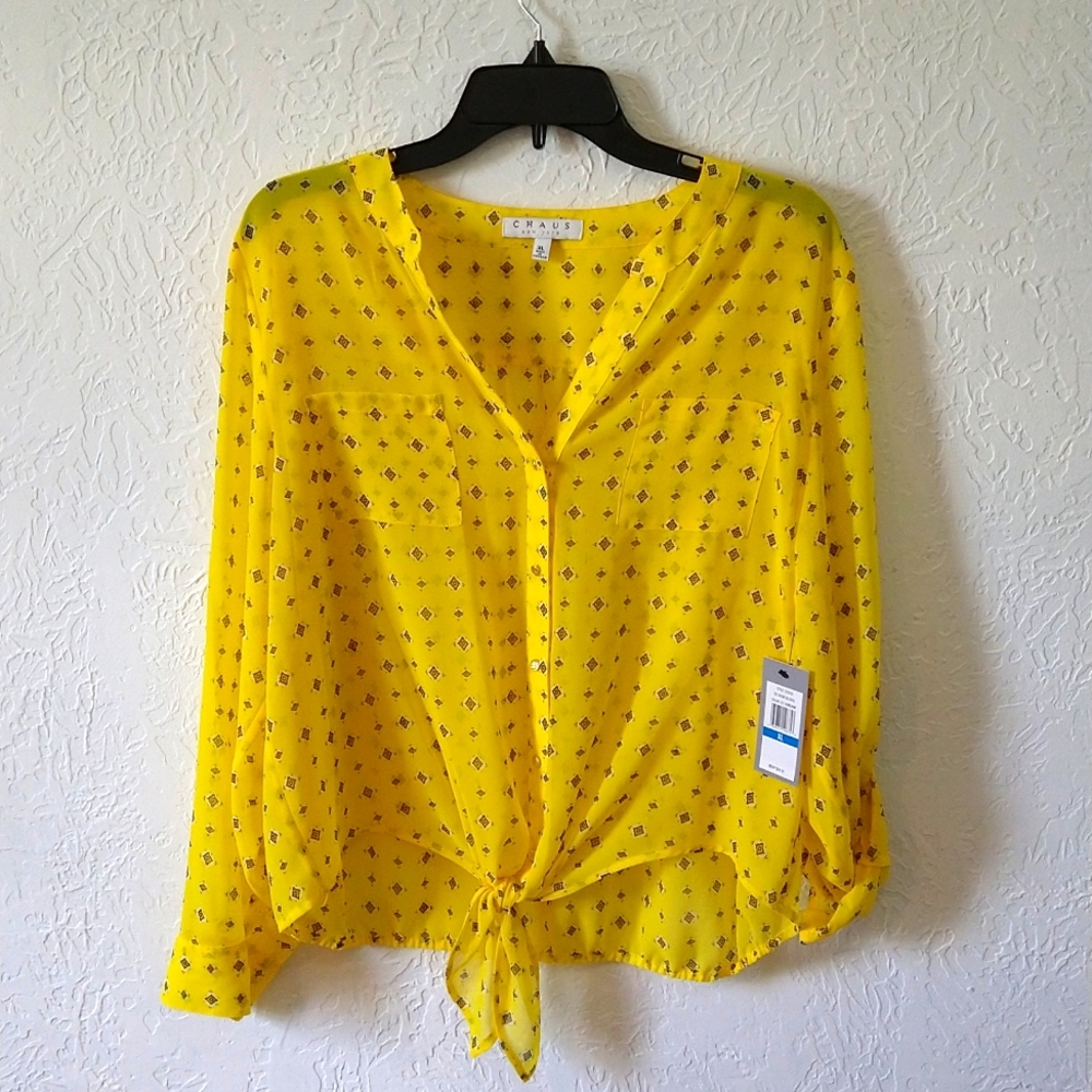 CHAUS TIE Front Blouse NWT